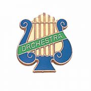 Music Lyre Orchestra Gold Plated w/Blue - Green Enamel Lapel Pin 2Pk