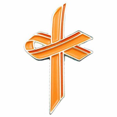 Orange Awareness Ribbon Cross Lapel Pin - Leukemia, Hunger - 2Pk -  - A-07