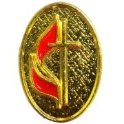 Oval United Methodist Church Cross & Flame Lapel Pin - (Pack of 2)