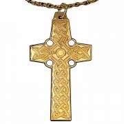 Pectoral Celtic Gold Plated Cross Pendant w/Chain