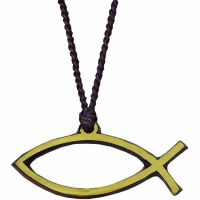 Pectoral Fish Brass Pendant with 32 inch Brown Cord - (Pack of 2)