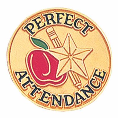 Perfect Attendance Gold Plated & Enameled Lapel Pin - (Pack of 2) -  - TBR389C