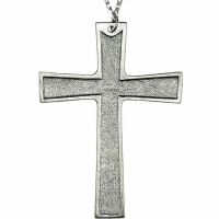 Pewter 4 1/4in. Pectoral Cross Necklace w/Chain