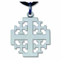 Pewter Finished Jerusalem Cross Necklace w/Cord - (Pack of 2)