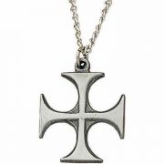 Pewter Maltese Cross Necklace w/Chain - (Pack of 2)