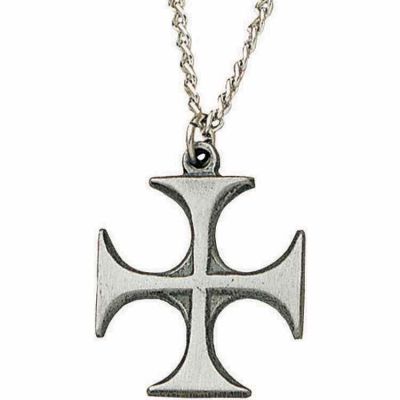 Pewter Maltese Cross Necklace w/Chain - (Pack of 2) -  - P-128