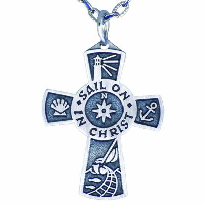 Pewter (Sail on in Christ) Nautical Images Necklace w/Chain - 2Pk -  - 14073