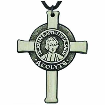 Pewter Saint John Baptist De La Salle Acolyte Cross w/Cord - 2Pk -  - 18143-A