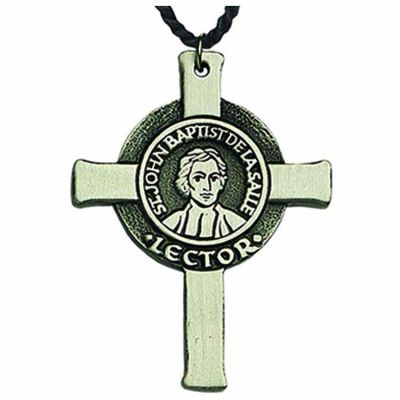 Pewter Saint John Baptist De La Salle, Lector Cross w/Cord - 2Pk -  - 18143-L