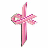 Pink Awareness Ribbon Cross Lapel Pin - Breast Canceer - (Pack of 2)