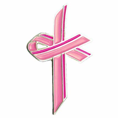 Pink Awareness Ribbon Cross Lapel Pin - Breast Canceer - (Pack of 2) -  - A-01