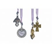 Pink Ribbon Bookmarks 2 Set, w/4 Gold & Pewter Plated Charms - 2Pk