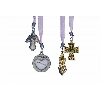 Pink Ribbon Bookmarks 2 Set, w/4 Gold & Pewter Plated Charms - 2Pk -  - 8491