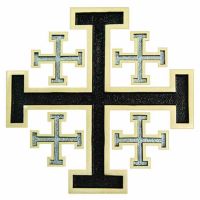 Polished Bronze New Jerusalem Wall Cross w/Black & Silver