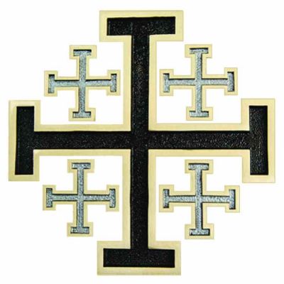 Polished Bronze New Jerusalem Wall Cross w/Black & Silver -  - M-200