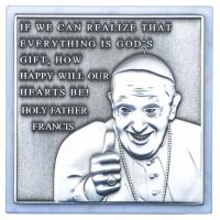 Pope Francis Paperweight 3x3 White Marble Base - (Pack of 2)