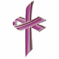 Purple Awareness Ribbon Cross Lapel Pin - ADD, ADHD - (Pack of 2)