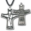 2 Pack -Put on the Lord PewterCross w/silhouette of Christ w/Cord