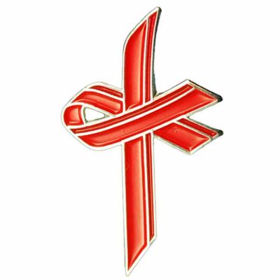 Red Awareness Ribbon Cross Lapel Pin - AIDS/HIV - (Pack of 2) -  - A-02