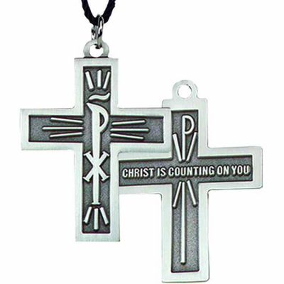 Resurrected Jesus Retreat Cross Necklace w/Cord - (Pack of 2) -  - P-09
