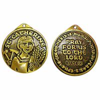 Saint Catherine Of Alexandria Bronze Necklace Medal - (Pack of 2)
