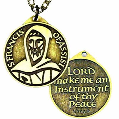 Saint Francis Of Assisi Bronze Faith Medal w/Chain - (Pack of 2) -  - 921