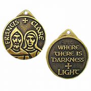 Saint Francis - Saint Clare of Assisi Bronze Faith Medal w/Chain 2Pk