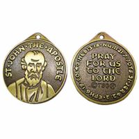 Saint John The Apostle Antiqued Bronze Necklace Medal - (Pack of 2)