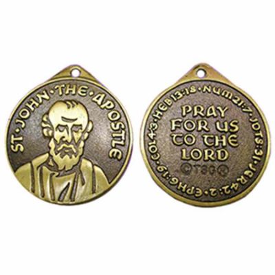 Saint John The Apostle Antiqued Bronze Necklace Medal - (Pack of 2) -  - 1027