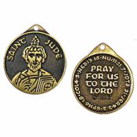 Saint Jude Antiqued Bronze Faith Medal w/Chain - (Pack of 2)