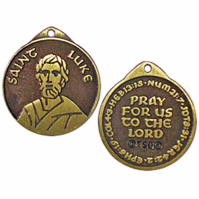 Saint Luke Bronze Antiqued Bronze Faith Necklace Medal w/Chain - 2Pk -  - 1039