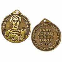 Saint Mark Antiqued Bronze Faith Medal w/Chain - (Pack of 2)