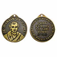 Saint Martin Of Tours Bronze Necklace Medal w/Chain - (Pack of 2)
