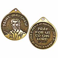 Saint Matthew Antiqued Bronze Faith Medal w/Chain - (Pack of 2)