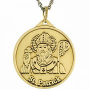 Saint Patrick Faith Antiqued Bronze Faith Necklace Medal w/Chain - 2Pk