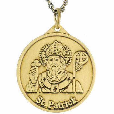 Saint Patrick Faith Antiqued Bronze Faith Necklace Medal w/Chain - 2Pk -  - 1037