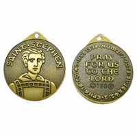 Saint Stephen Faith Bronze Necklace Medal w/Chain - (Pack of 2)