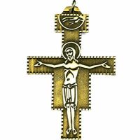 San Damiano Rebuild My Church Bronze Cross w/Chain