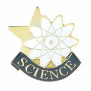 Science Enameled in Gold, White & Blue Finish Lapel Pin - 2Pk