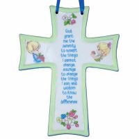 Serenity Prayer Cross with Blue Ribbon to Hang on Wall - (Pack of 2)