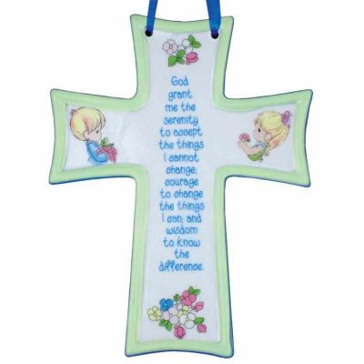 Serenity Prayer Cross with Blue Ribbon to Hang on Wall - (Pack of 2) -  - GCC9228