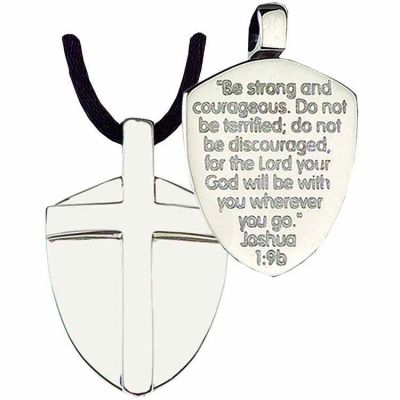 Shield of Bronze Faith Necklace Pendant w/Cord -  - J-15