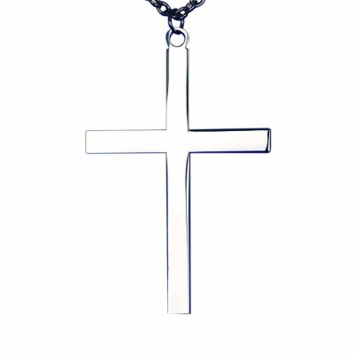 Silver Plated Latin Acolyte Cross Necklace w/Chain -  - B-141