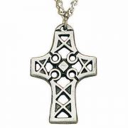Small Celtic Cross Pewter Pendant with Chain - (Pack of 2)