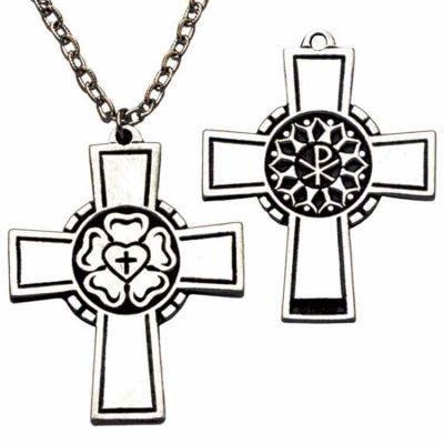 Small Pectoral Cross Necklace w/Luther s Seal w/Chain - (Pack of 2) -  - P-144