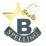 Spelling B Enameled in Gold, White & Blue Finish Lapel Pin - 2Pk