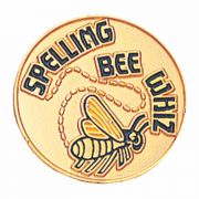 Spelling Bee Whiz Blue Enameled Lapel Pin 1/4in. Post/Clutch Back 2Pk