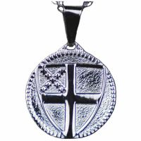 Stainless Steel Episcopal Shield Pendant Necklace w/Chain