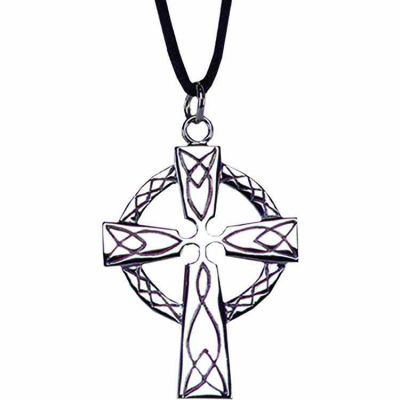 Stainless Steel Fish ers of Men Celtic Cross Necklace w/Cord -  - J-22