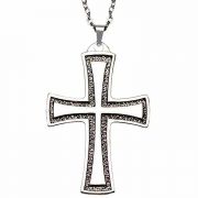 Stainless Steel Flared Cross Necklace w/Chain